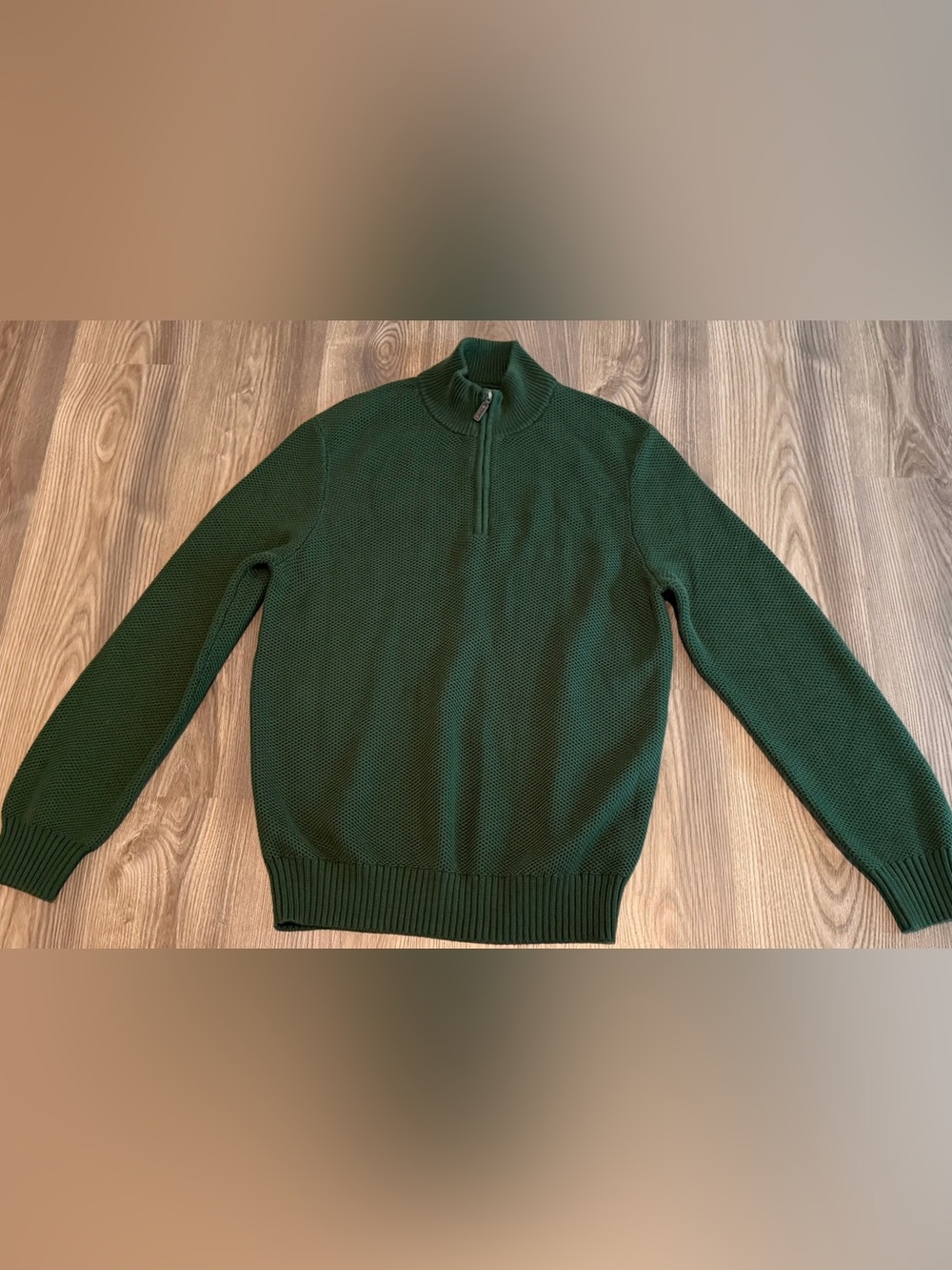 J crew 100% Cotton 1/4 Zip Mock Neck Sweater Pullover Mens size Medium Green NWT